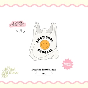 Emotionales Gepäck PNG, psychische Gesundheit PNG, trendiges PNG, lustiges PNG, beliebtes PNG, Sublimationsdesign, Aufkleberdesign, T-Shirt-Design