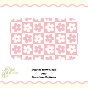 Checkered Seamless Pattern PNG, Flower Pattern, Groovy Pattern, Retro Pattern, Trendy Pattern, Seamless Pattern for fabric, Summer PNG