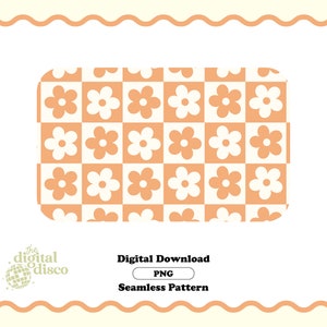 Checkered Seamless Pattern PNG, Flower Pattern, Groovy Pattern, Retro Pattern, Trendy Pattern, Seamless Pattern for fabric, Summer PNG