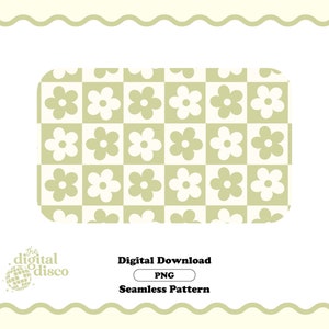 Checkered Seamless Pattern PNG, Flower Pattern, Groovy Pattern, Retro Pattern, Trendy Pattern, Seamless Pattern for fabric, Summer PNG