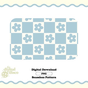 Checkered Seamless Pattern PNG, Flower Pattern, Groovy Pattern, Retro Pattern, Trendy Pattern, Seamless Pattern for fabric, Summer PNG