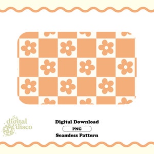 Checkered Seamless Pattern PNG, Flower Pattern, Groovy Pattern, Retro Pattern, Trendy Pattern, Seamless Pattern for fabric, Summer PNG
