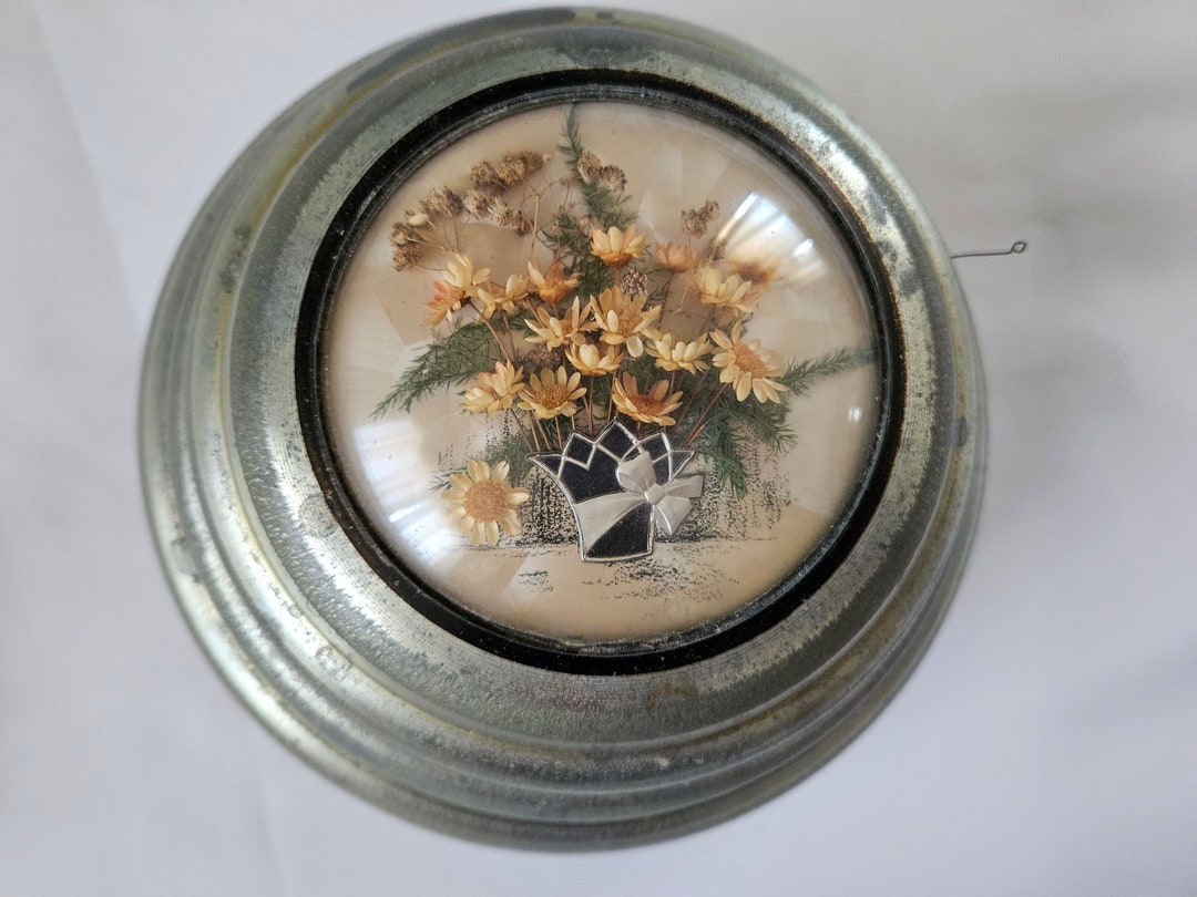 Vintage Powder Puff Music Box With Real Flowers Etsy UK