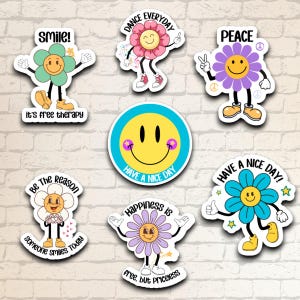 Stickers découpés en vinyle mat * SMILEY FACE *