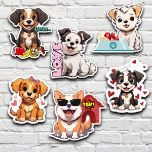 Stickers découpés en vinyle mat * CHIENS *