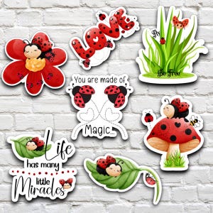 Stickers découpés en vinyle mat * COCCINELLES *