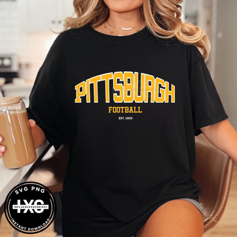 T-shirt Pittsburgh Steelers - Football Américain, Couleur Noire, Coupe Homme, Manches Courtes