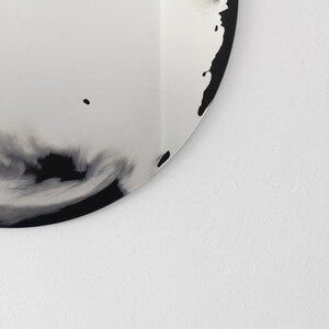 Round mirror Float 80 cm. Handmade silvering, black colour. Minimal wall decoration b_11 image 3