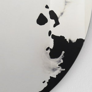 Round mirror Float 80 cm. Handmade silvering, black colour. Minimal wall decoration b_11 image 2