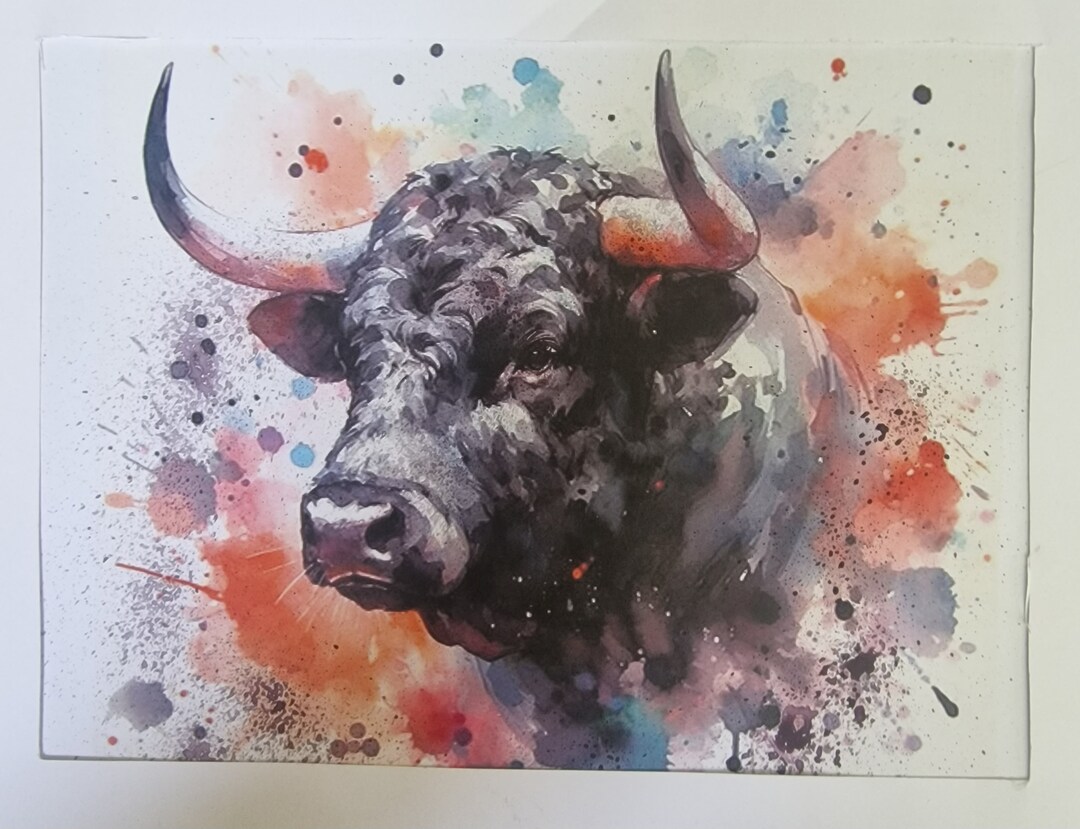 Bull Power Watercolor Original Art by Luke Sky Gallery - Etsy