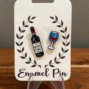 Wine Bottle And Wine Glass Enamel Pin Set Gift Wine Lover