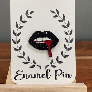Halloween Black Lips Blood Dripping Enamel Pin Halloween Pin Lips Pin Gift