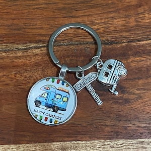 Happy Camper Charmed Keychain Camping Keychain Camper Keychain Gift Unique Gift