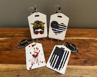 Crime Scene ID Badge Holders with Retractable Clip Work Badge Holder Gift Forensics Thin Blue Line Messy Bun