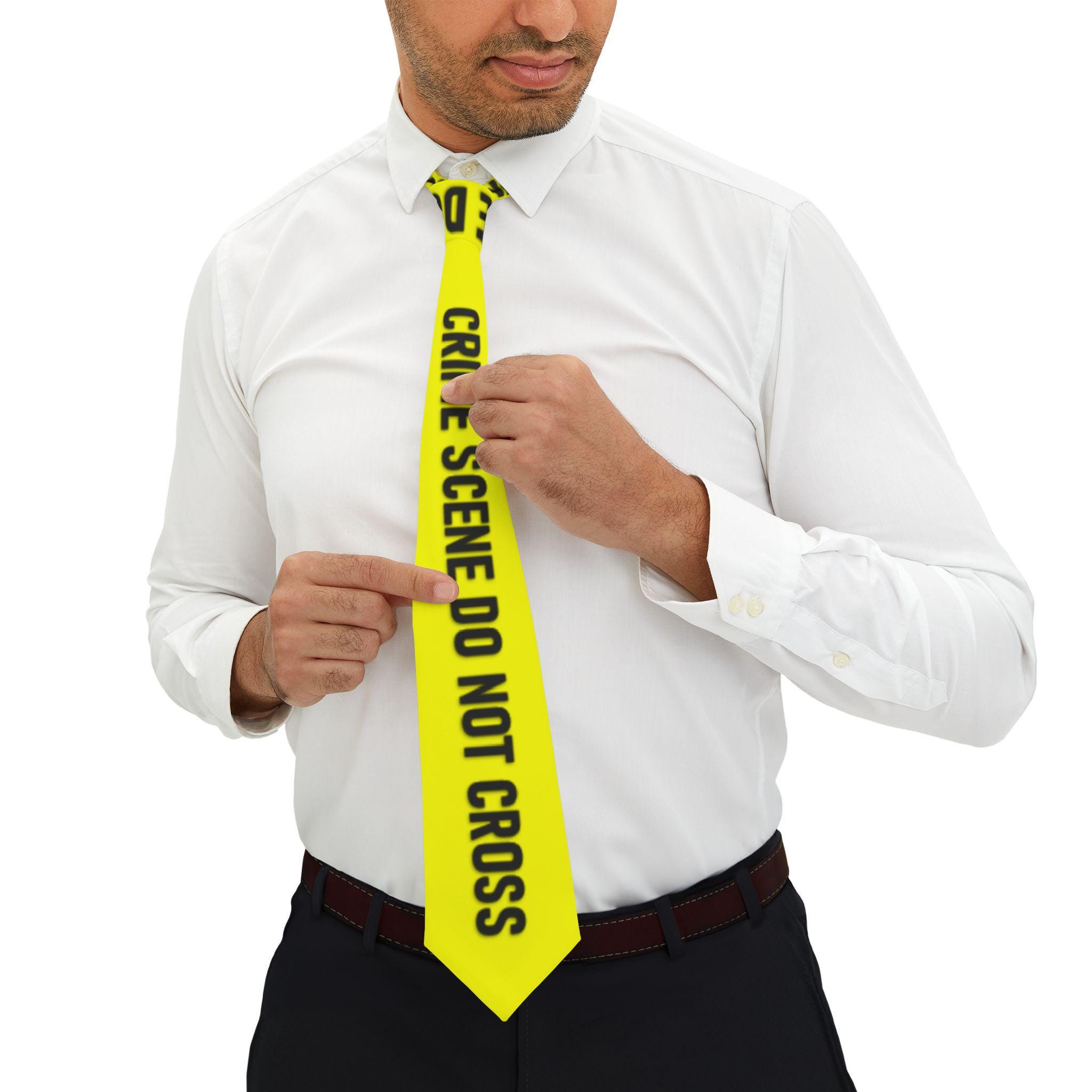 Crime Scene Tape Necktie, Funny Tie, Novelty Tie, Police Theme Accessory, Detective Costume, Forensics, Police