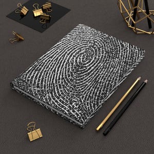 Fingerprint Pattern Hardcover Journal | Matte Notebook, Forensics Style image 1