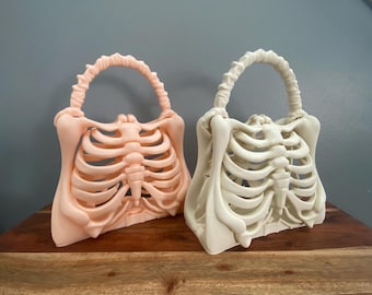 3D Printed Bone Bag Rib Cage Purse With Handle Skeletal Bone Bag Skeleton Bag-Halloween-Crime Scene-Gothic-Medical Examiner