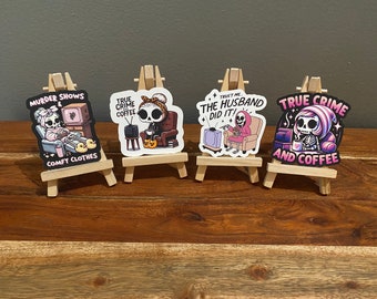 True Crime And Coffee The Husband Did It Stickers Magnets CSI Gift True Crime Lovers