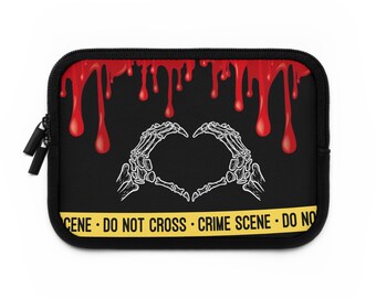 Crime Scene Blood Spatter Crime Scene Tape Heart Hands Laptop Sleeve Forensics POD
