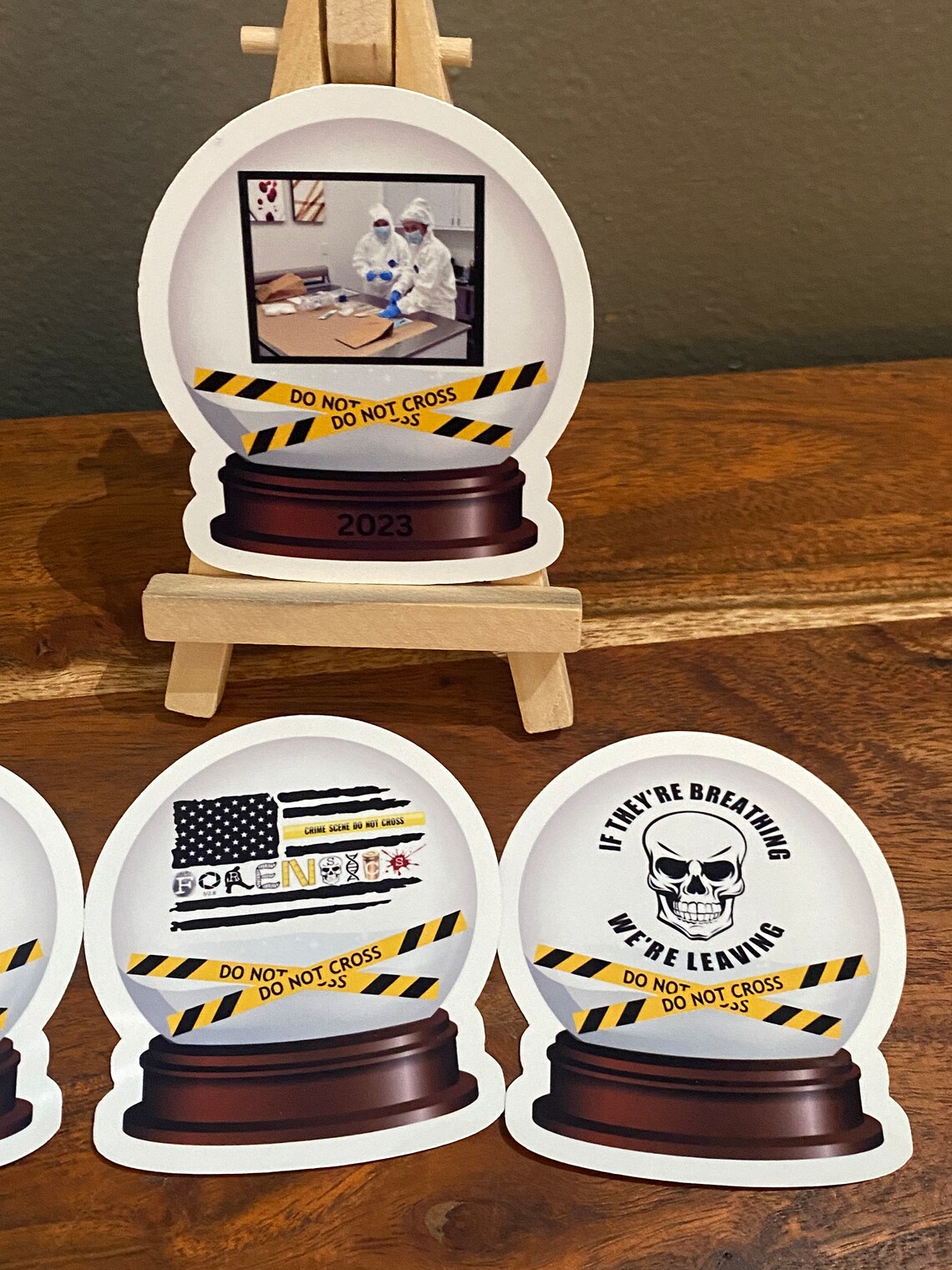 Crime Scene Christmas Snow Globe Stickers Magnets Gifts Forensics CSI ...
