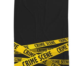Crime Scene Tape Velveteen Plush Blanket | Yellow Caution Design