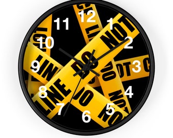 Print On Demand Crime Scene Tape Wall Clock Forensics Office Products Gift