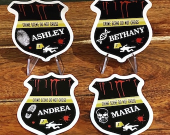 Personalized Crime Scene Shield Stickers Magnets Forensics CSI Gift