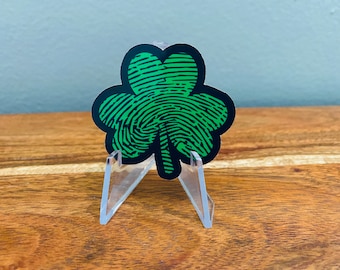 St. Patrick's Day Fingerprint Shamrock Crime Scene Forensics Sticker Magnet Decal Gift