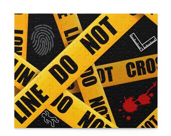 Crime Scene Puzzle (120, 252, 500-Piece) Crime Scene Tape Fingerprint Forensics Unique Gift