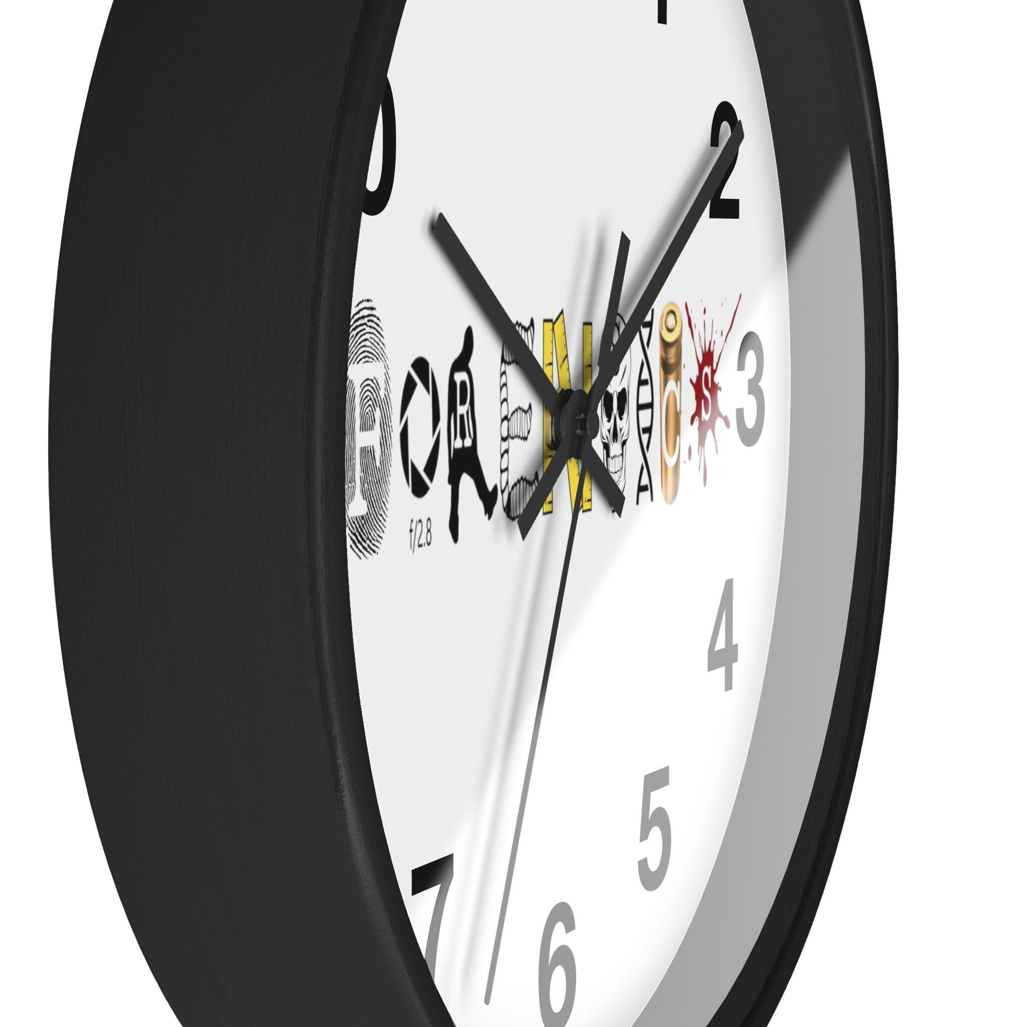Forensics Clock Print on Demand Forensics Skull Wall Clock Crime Scene Unique Gift ...