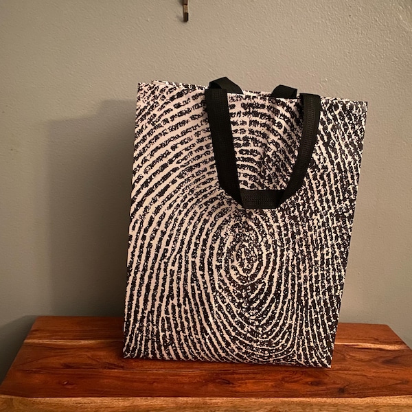 Fingerprint Crime Scene Tape Reusable Shopping Bag Reusable Gift Bag Forensics Gift