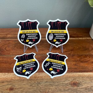 Emotional Support Coworker Crime Scene Shield Stickers Magnets ...