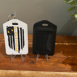 Police Dispatcher Thin Gold Line ID Badge Holder Thin Yellow Line Gift Office Products