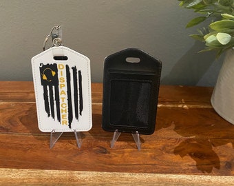 Police Dispatcher Thin Gold Line ID Badge Holder Thin Yellow Line Gift Office Products