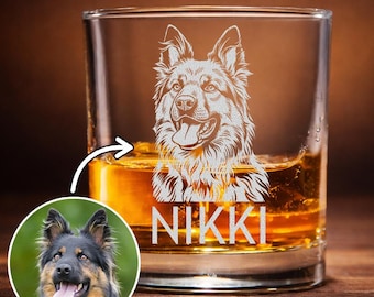 Verre à whisky photo chien personnalisé - Portrait de chat personnalisé cadeau fête des pères Meilleur chien papa de tous les temps