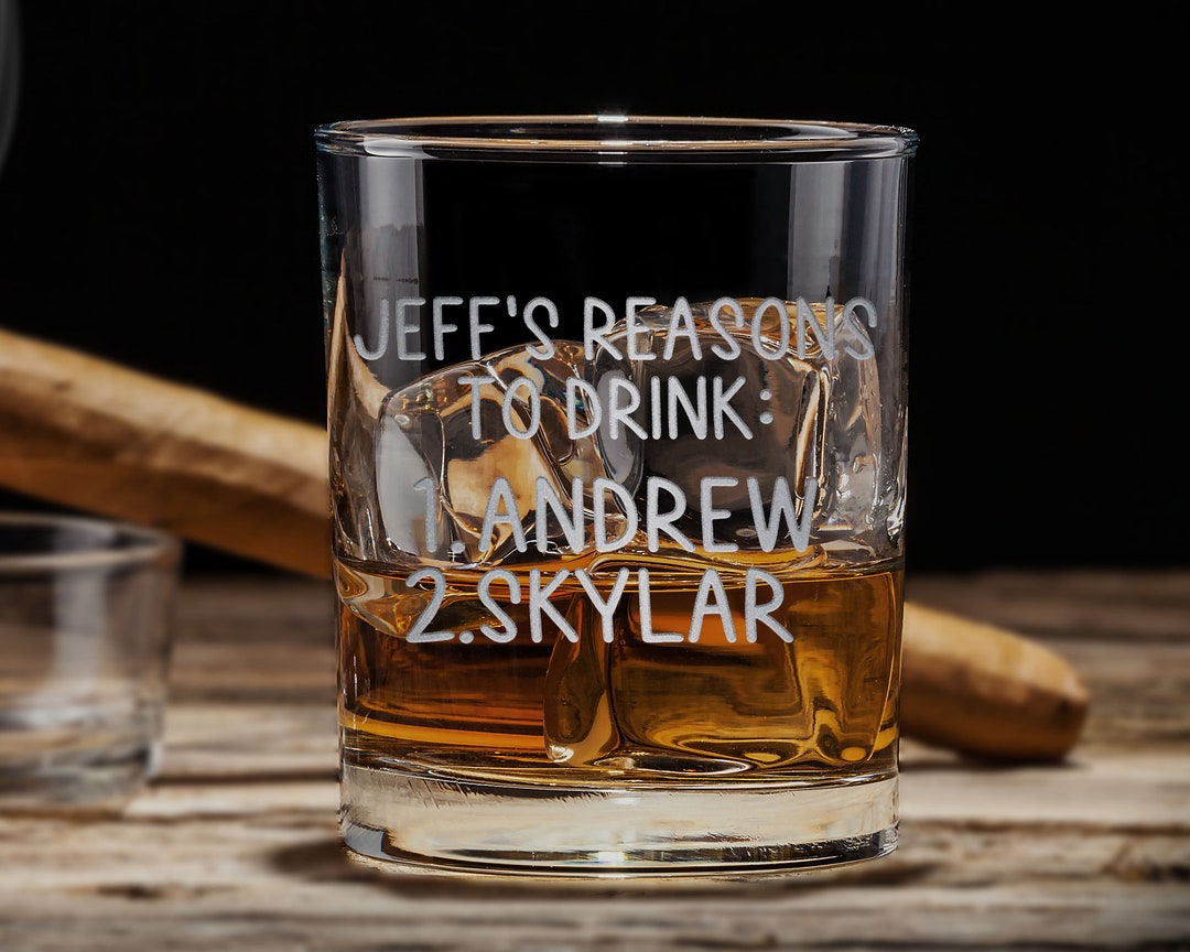 Personalized Whiskey Glass - Custom Etched Text Or Logo - Laser Engraved Gift For Whiskey Lovers