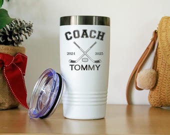 Custom Hockey Coach Gift, Coach Tumbler, Gift For Coach Appreciation, Personalized Tumbler, End of Season Gift From Team, Insulated 20oz