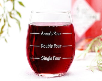 Custom Her Pour Line Name Engraved Etched Stemless Wine Glass, 15 Oz  Capacity, Single Pour Double Pour, Custom Name Glass, Anniversary Gift -  Etsy Israel