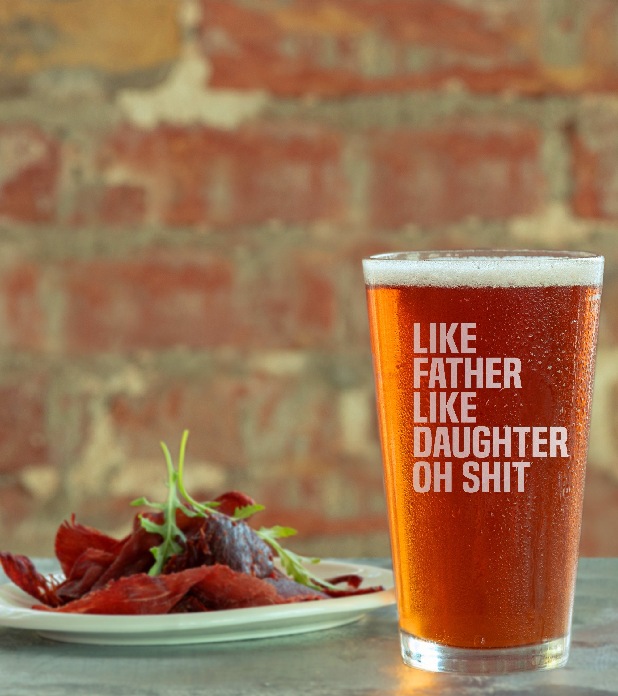 Like Father Like Daughter Oh Shit Beer Pint Glass - Funny Father's Day ...