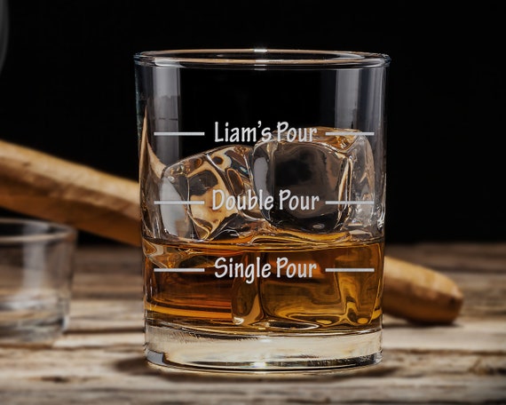 Custom Pour Line Whiskey Glass. Funny Whiskey Glass. Single Pour