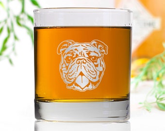 Bulldog Face Cute Whiskey Glass - Funny Gift for Dad Uncle Grandpa From Daughter Son Wife - Father's Day