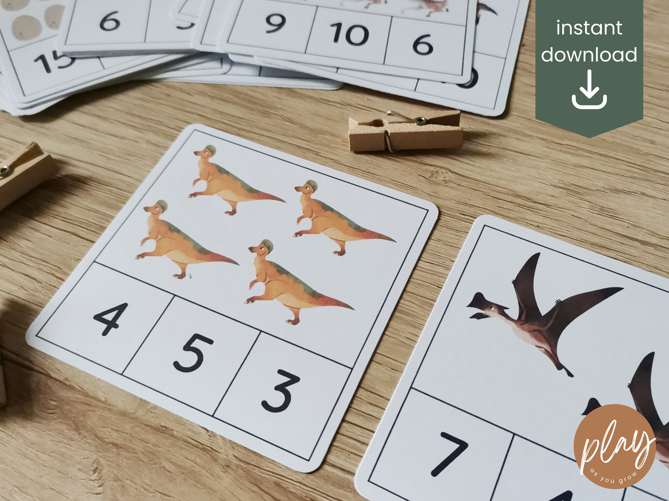 Dinosaur Jurassic Themed Count and Clip Cards Numbers 1-20 PDF ...