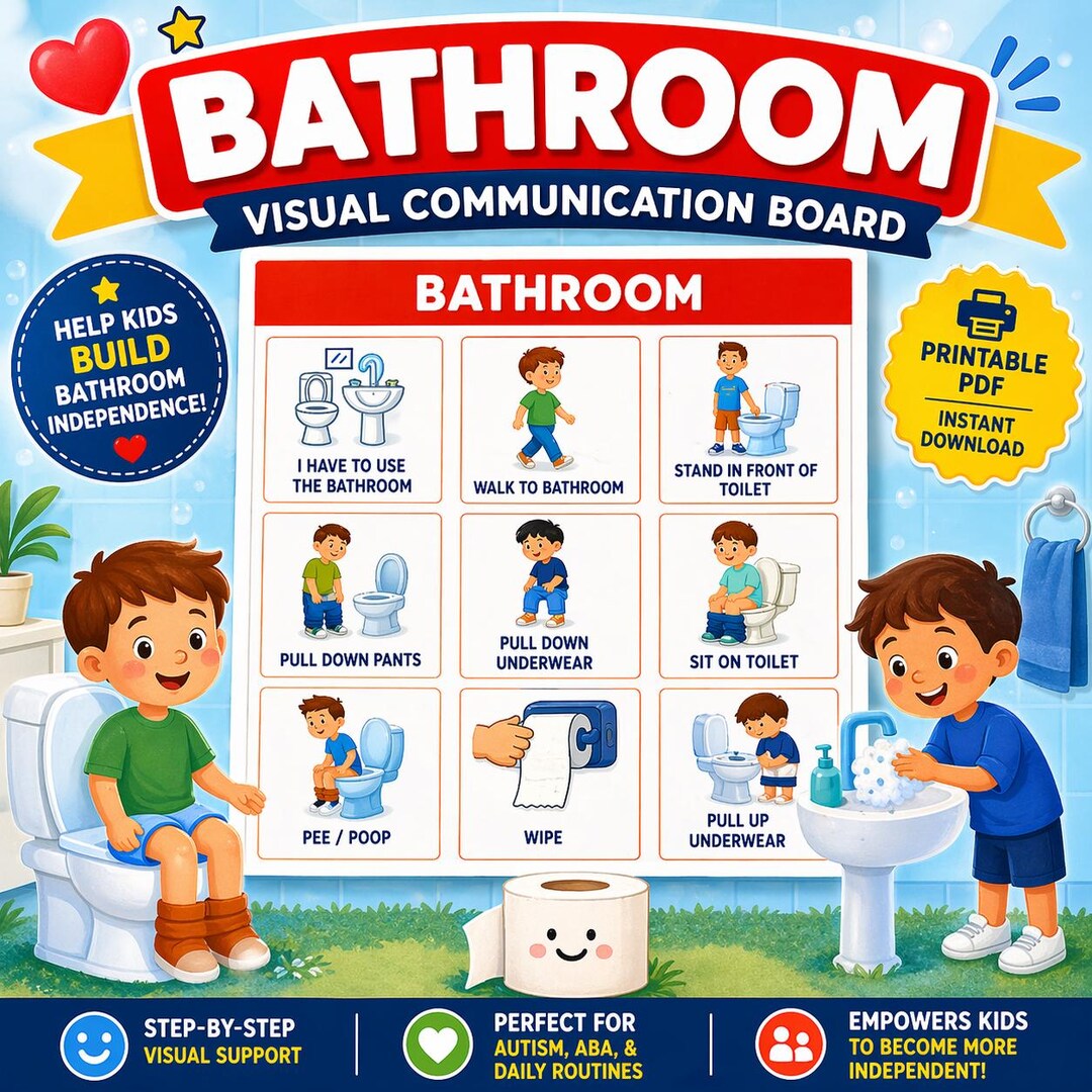 Bathroom Visual for Kids | Potty Training Chart | Autism Routine ...