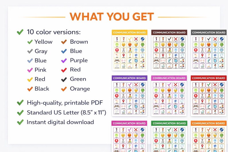 Communication Color Pdf AAC Communication Board Bundle, 10 Colors, Autism Speech Therapy Tool ...