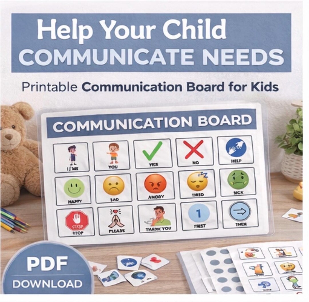 Autism Communication Board Printable | AAC Core Words Speech Therapy ...