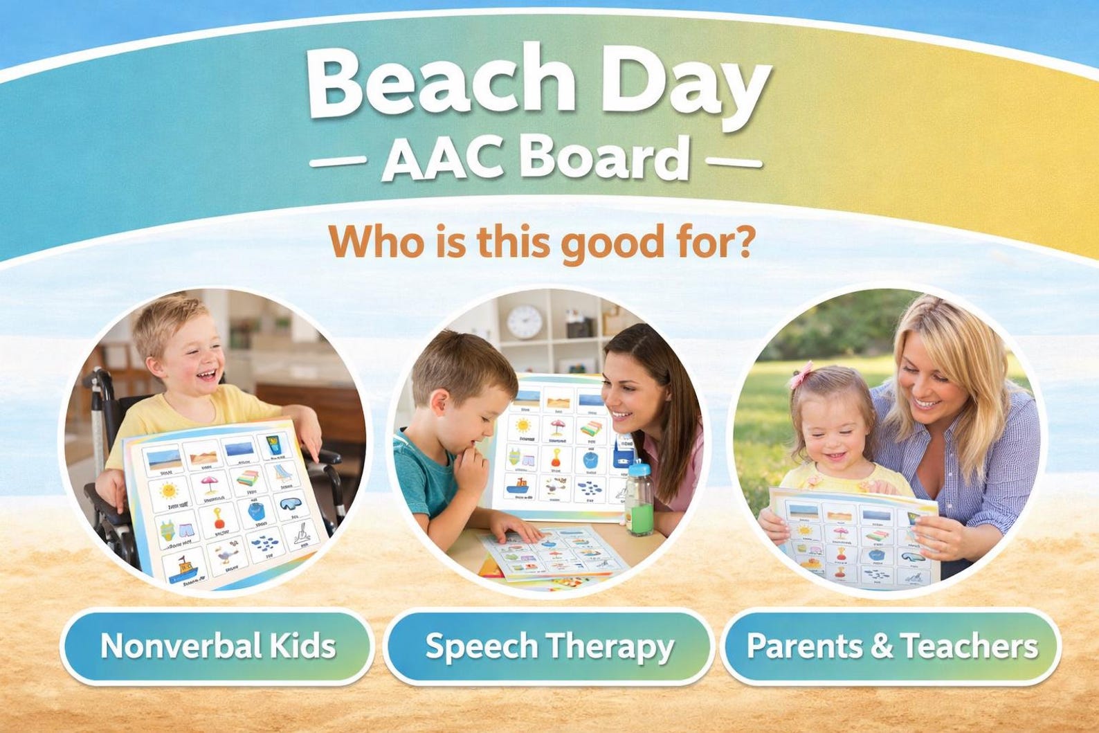 Beach Day AAC Communication Board, Autism Visual Support, Speech ...