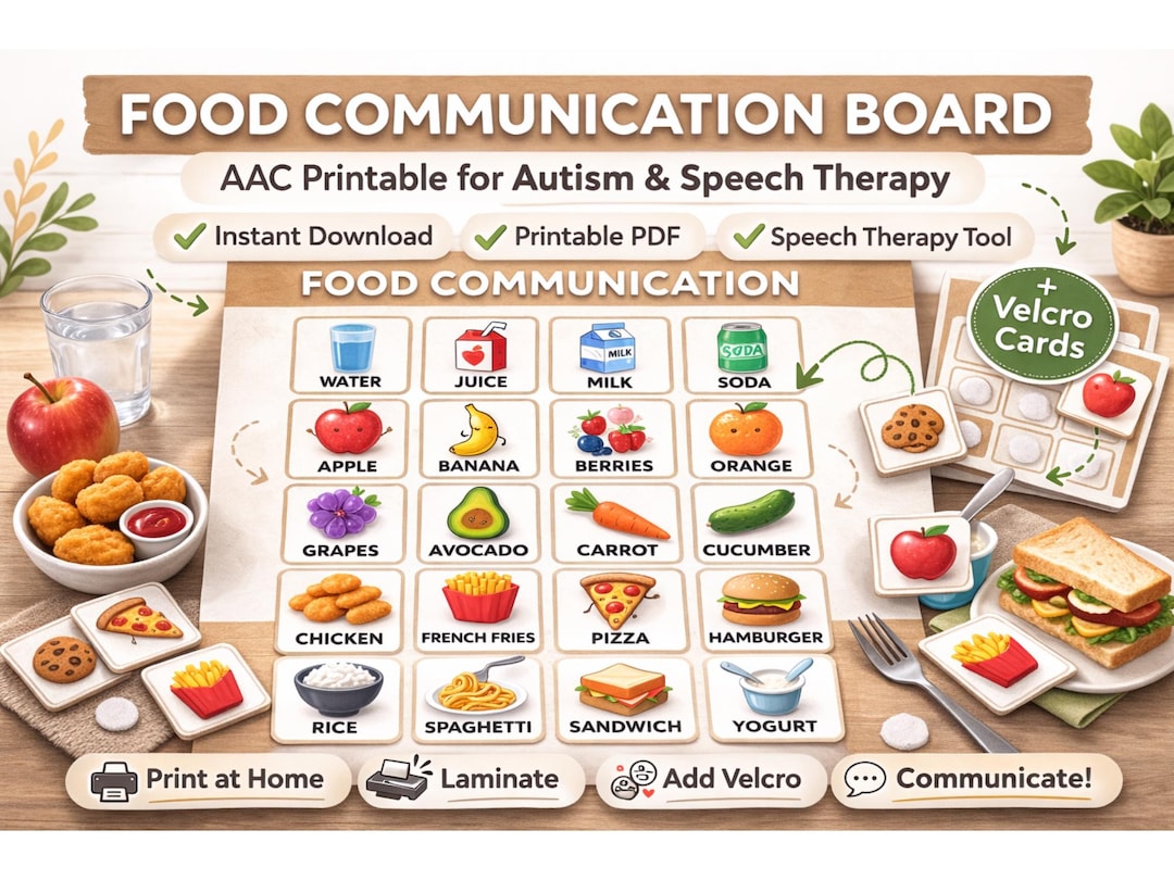 AAC Food Communication Board | Autism, PECS, Speech Therapy Visual ...