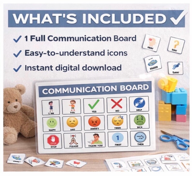 Autism Communication Board Printable | AAC Core Words Speech Therapy ...