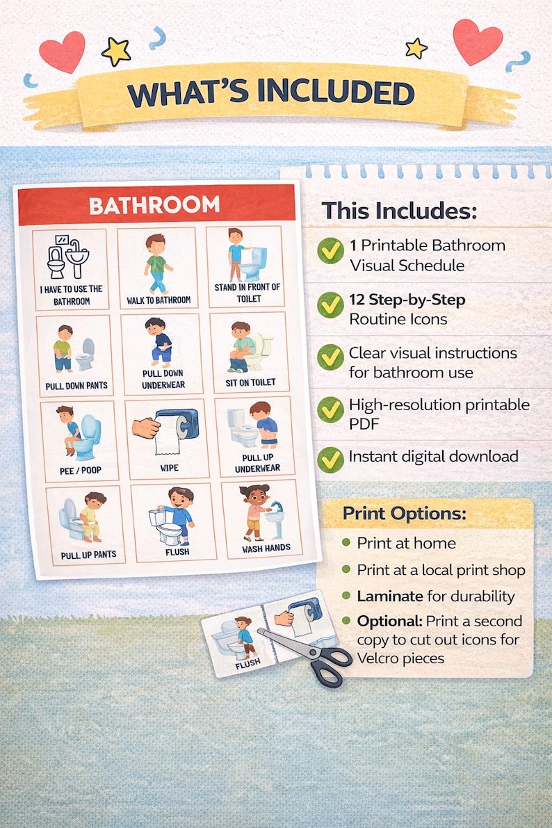 Bathroom Visual for Kids | Potty Training Chart | Autism Routine ...