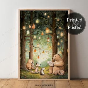 Bedtime Woodland Stories. Children's Animal Nursery wall art print, Baby decor, Woodland theme, Forest Animals, Whimsical wall art